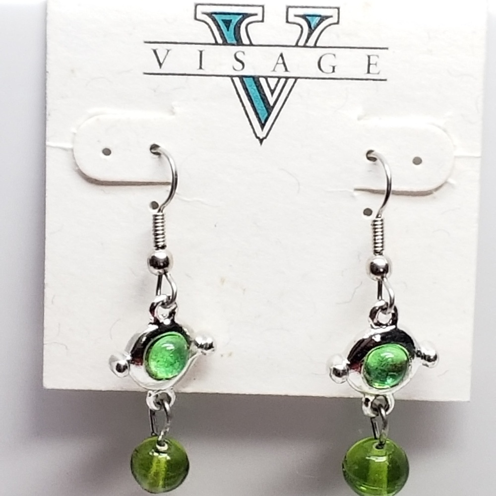 Visagee Earrings Dangling Drop Green